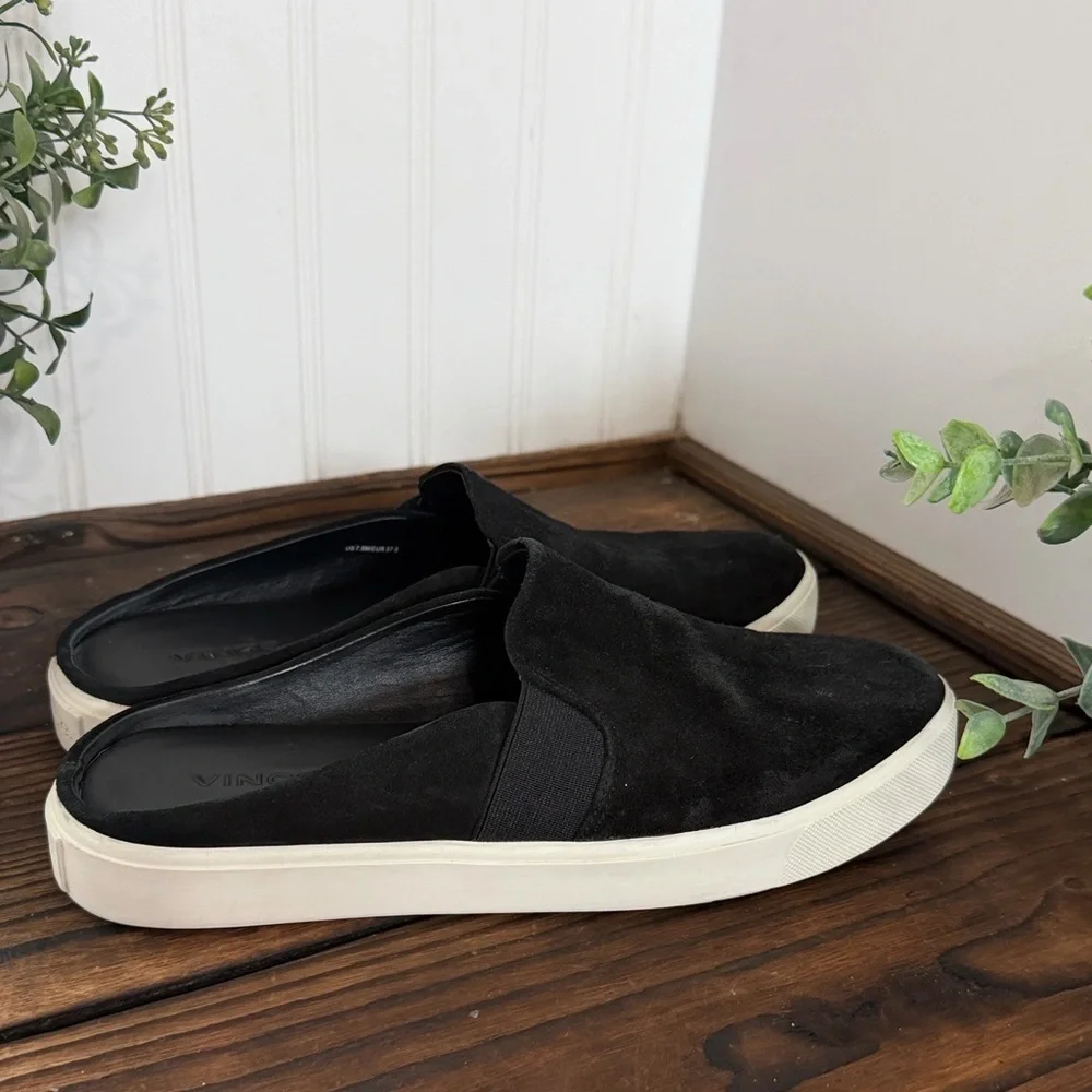 Vince Blair Sneaker Mule Black Suede Slip-On Shoes